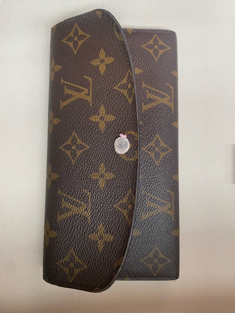 Louis Vuitton Emilie Monogram Canvas Wallet with Pink Accents